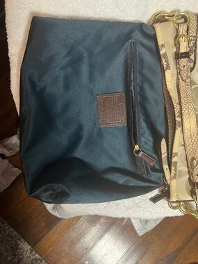 Coach  Nylon Bag with Brown snakeskin  Leather accent